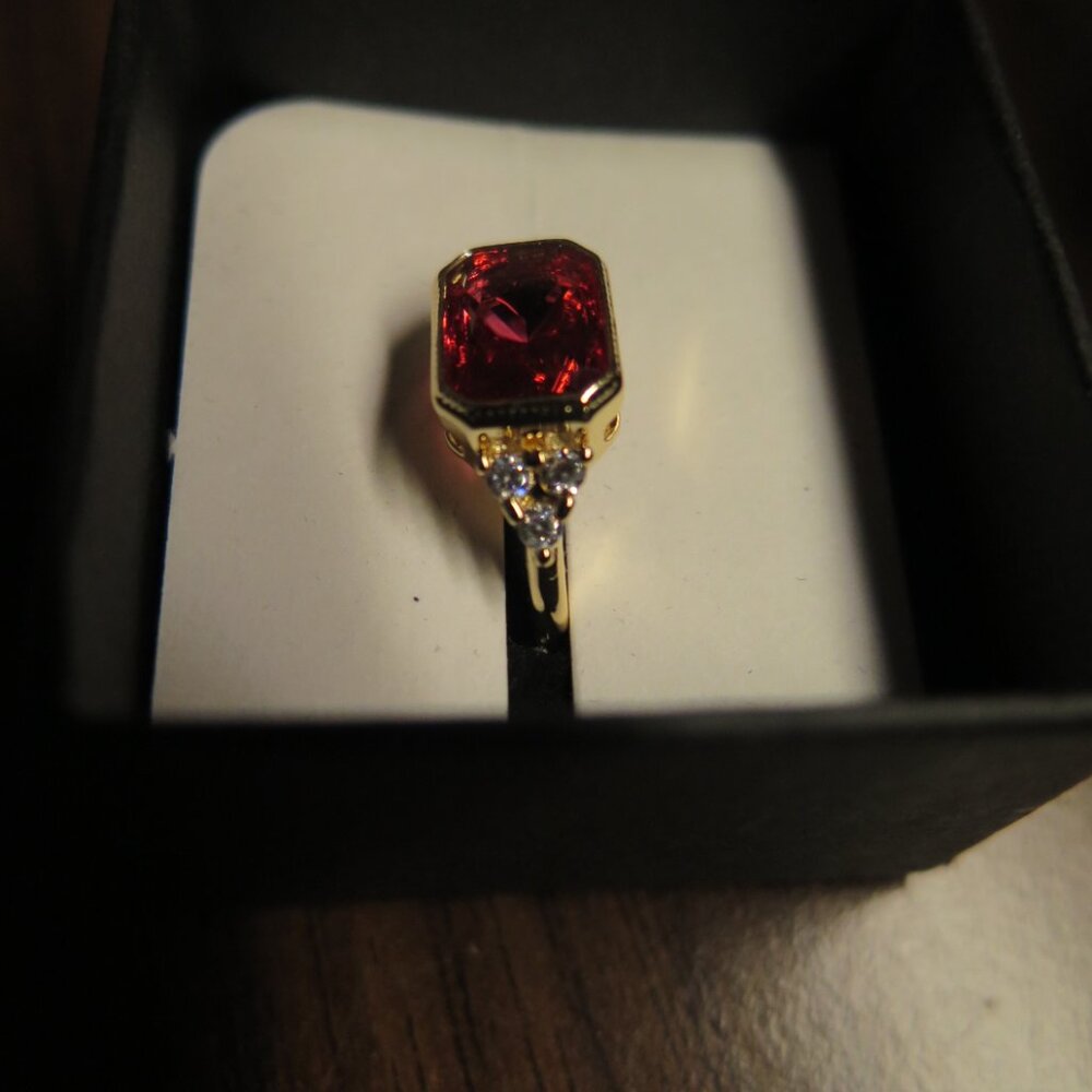 New Rectangular Light Red Bezel Set Cz Rhinestone… - image 3